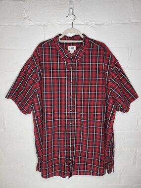 HB Harbor Bay Men's 3XLT Button Front Shirt Short Sleeve Red Plaid
